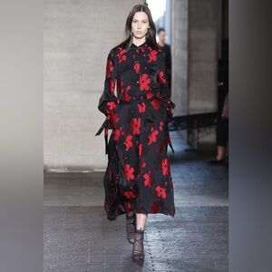 NWT Roland Mouret Colada Dress Geo Floral Jacquard Black Red Runway US Sz 6